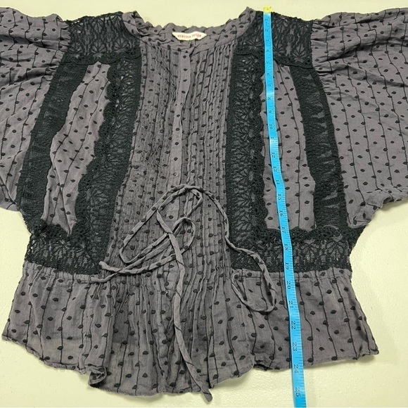 REBECCA Taylor Lace Swiss Dot Dolman Drawstring Blouse - Picture 7 of 11